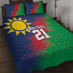 Custom Cricket African Namibia Quilt Bed Set Namibian Gold Sun Flag Motif - African Pride