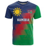 Custom Cricket African Namibia T shirt Namibian Gold Sun Flag Motif - African Pride