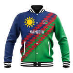 Custom Cricket African Namibia Baseball Jacket Namibian Sporty Pattern Flag Motif - African Pride