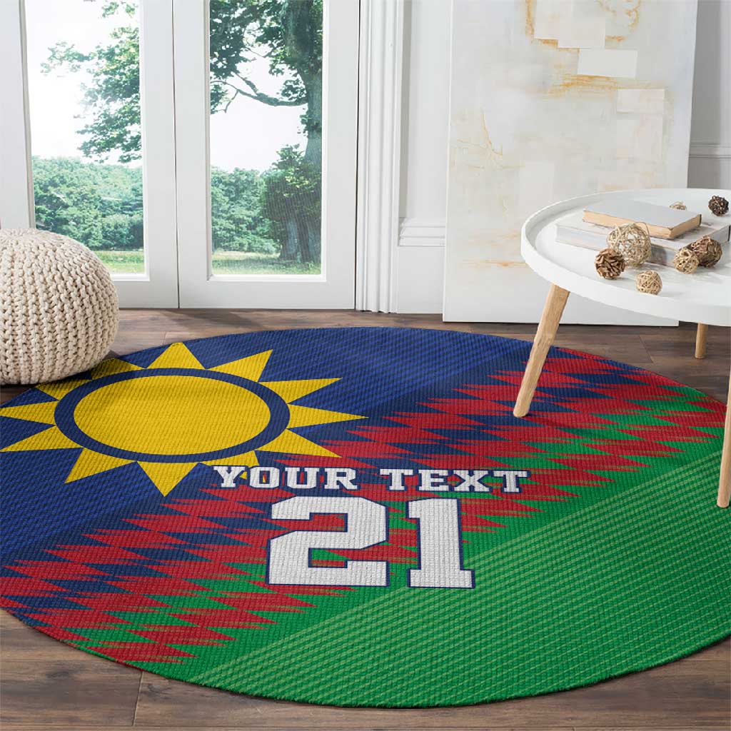 Custom Cricket African Namibia Round Carpet Namibian Sporty Pattern Flag Motif - African Pride