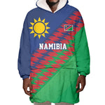 Custom Cricket African Namibia Wearable Blanket Hoodie Namibian Sporty Pattern Flag Motif - African Pride
