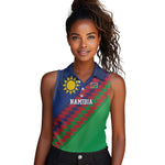 Custom Cricket African Namibia Women Sleeveless Polo Shirt Namibian Sporty Pattern Flag Motif - African Pride