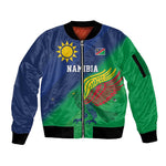 Custom Rugby African Namibia Sleeve Zip Bomber Jacket Welwitschias African Fish Eagle - African Pride
