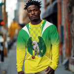 Custom Cricket African Nigeria Long Sleeve Shirt Najeriya Yellow Greens Eagle - African Pride