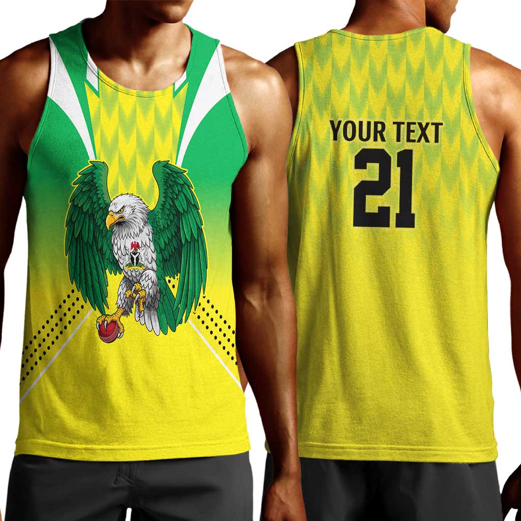 Custom Cricket African Nigeria Men Tank Top Najeriya Yellow Greens Eagle - African Pride