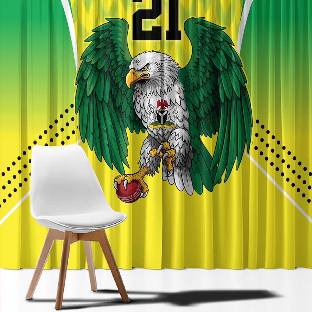 Custom Cricket African Nigeria Window Curtain Najeriya Yellow Greens Eagle - African Pride