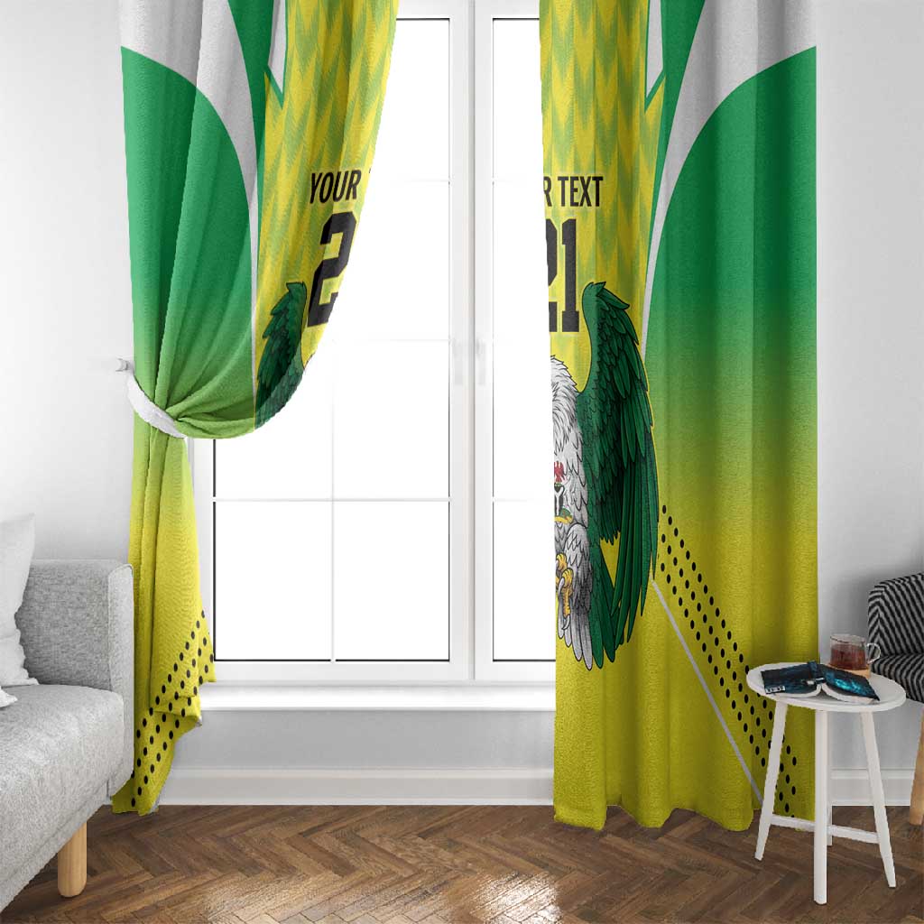 Custom Cricket African Nigeria Window Curtain Najeriya Yellow Greens Eagle - African Pride