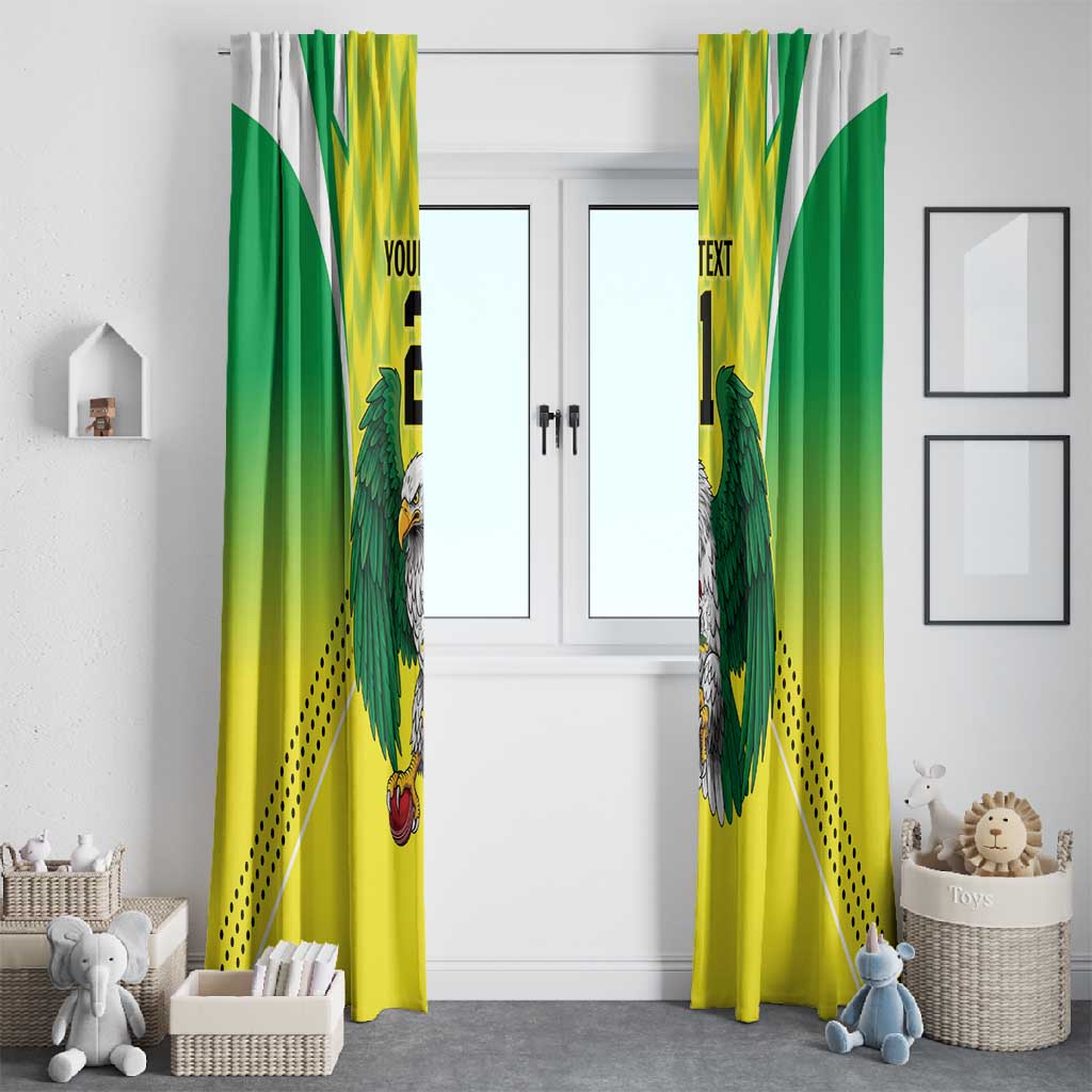 Custom Cricket African Nigeria Window Curtain Najeriya Yellow Greens Eagle - African Pride