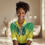 Custom Cricket African Nigeria Women Casual Shirt Najeriya Yellow Greens Eagle - African Pride