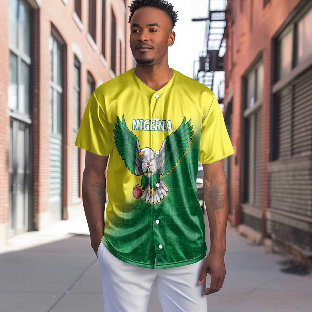 Custom Cricket African Nigeria Baseball Jersey Najeriya Angry Eagle Flag Motif - African Pride