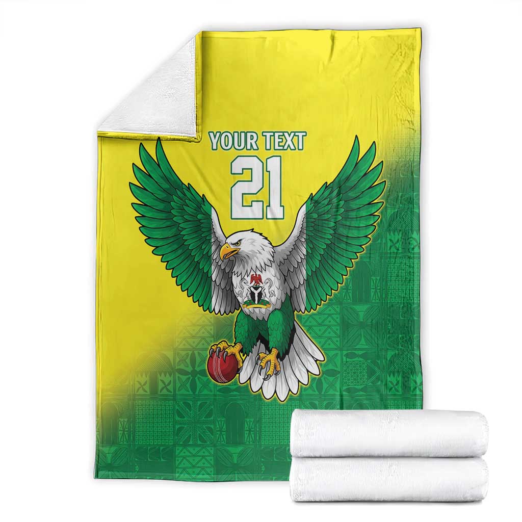 Custom Cricket African Nigeria Blanket Najeriya Angry Eagle Flag Motif - African Pride