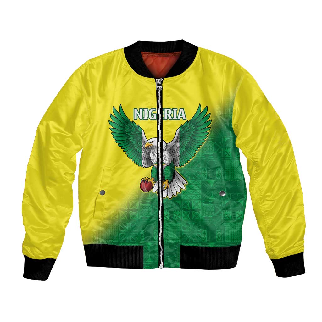 Custom Cricket African Nigeria Bomber Jacket Najeriya Angry Eagle Flag Motif - African Pride