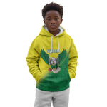 Custom Cricket African Nigeria Kid Hoodie Najeriya Angry Eagle Flag Motif - African Pride