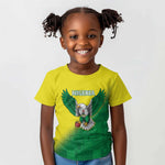 Custom Cricket African Nigeria Kid T shirt Najeriya Angry Eagle Flag Motif - African Pride