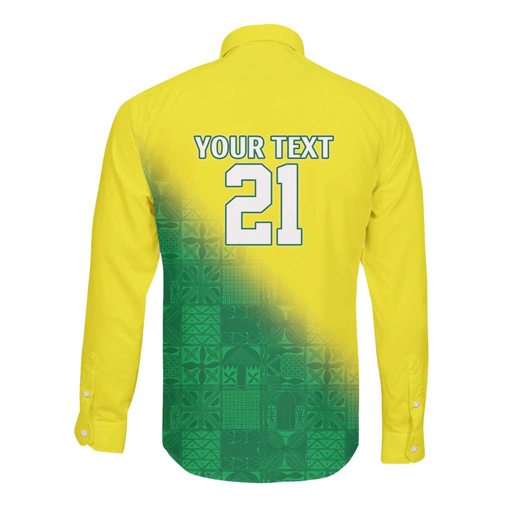Custom Cricket African Nigeria Long Sleeve Button Shirt Najeriya Angry Eagle Flag Motif - African Pride