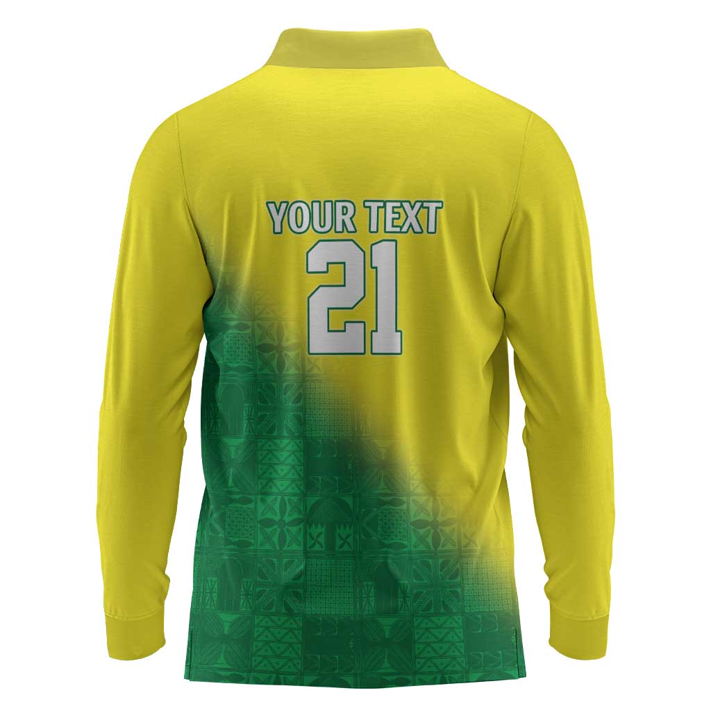 Custom Cricket African Nigeria Long Sleeve Polo Shirt Najeriya Angry Eagle Flag Motif - African Pride