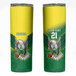 Custom Cricket African Nigeria Skinny Tumbler Najeriya Angry Eagle Flag Motif - African Pride