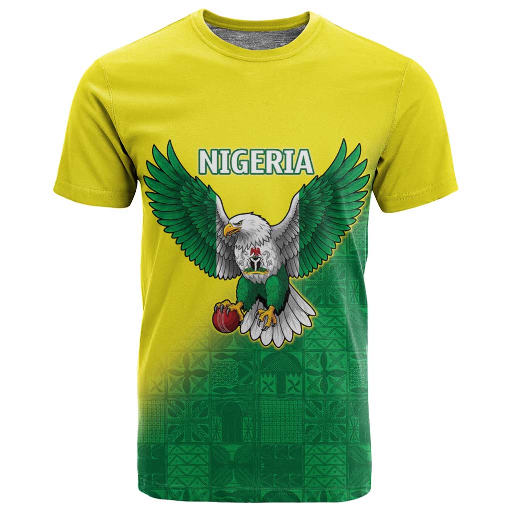 Custom Cricket African Nigeria T shirt Najeriya Angry Eagle Flag Motif - African Pride
