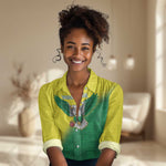 Custom Cricket African Nigeria Women Casual Shirt Najeriya Angry Eagle Flag Motif - African Pride