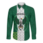 Custom Football African Nigeria Long Sleeve Button Shirt Retro Nigeria 20-21 Eagle Flag Motif - African Pride