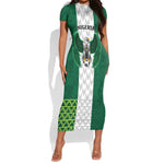 Custom Football African Nigeria Short Sleeve Bodycon Dress Retro Nigeria 20-21 Eagle Flag Motif - African Pride