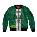 Custom Football African Nigeria Sleeve Zip Bomber Jacket Retro Nigeria 20-21 Eagle Flag Motif - African Pride