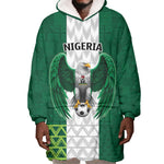 Custom Football African Nigeria Wearable Blanket Hoodie Retro Nigeria 20-21 Eagle Flag Motif - African Pride