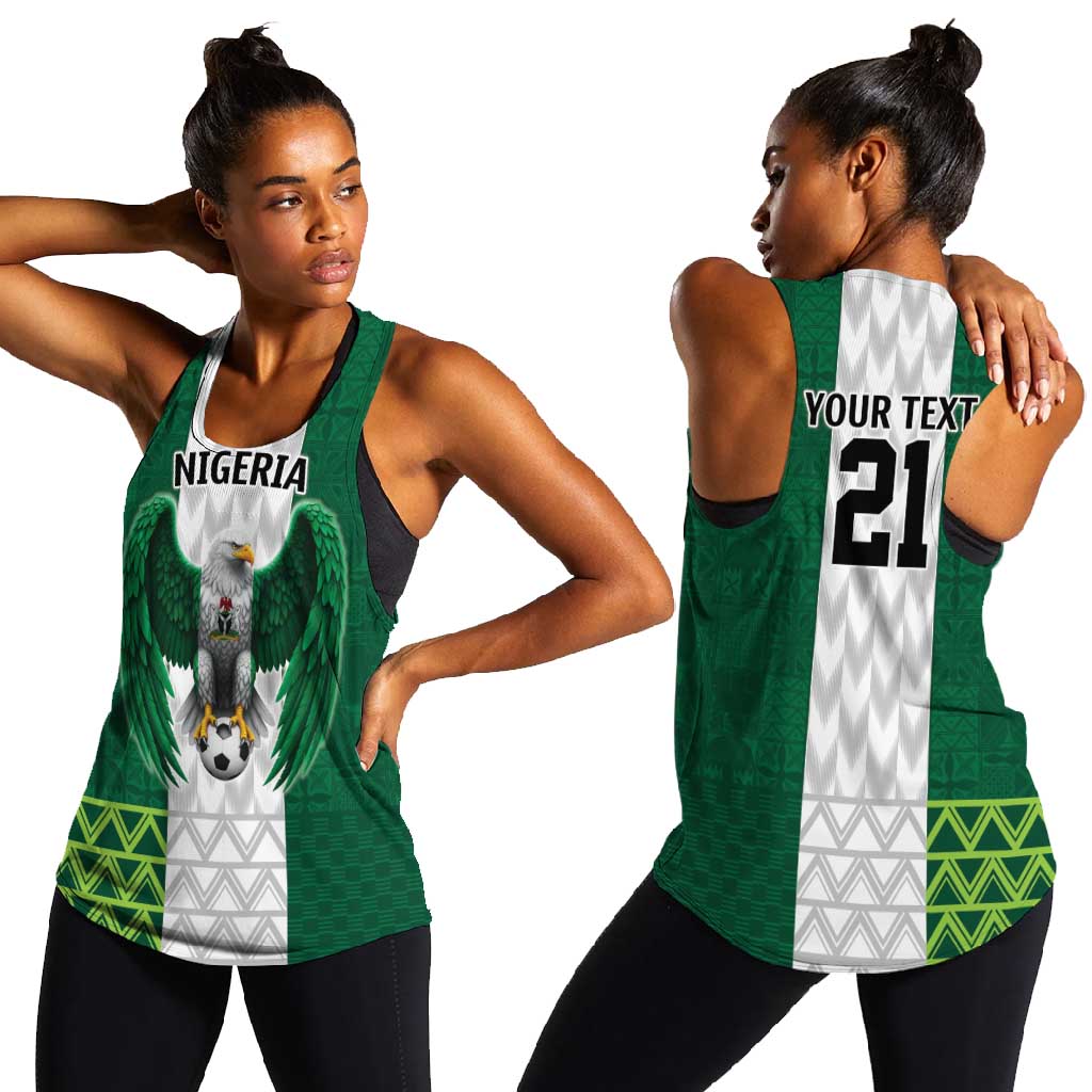Custom Football African Nigeria Women Racerback Tank Retro Nigeria 20-21 Eagle Flag Motif - African Pride