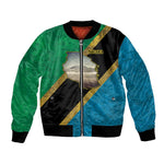 African Volcano Kilimanjaro Tanzania Bomber Jacket Grunge Flag Map of Tanzania - African Pride