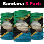 African Volcano Kilimanjaro Tanzania Neck Gaiter Grunge Flag Map of Tanzania LT9