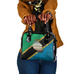 African Volcano Kilimanjaro Tanzania Shoulder Handbag Grunge Flag Map of Tanzania - African Pride