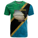 African Volcano Kilimanjaro Tanzania T shirt Grunge Flag Map of Tanzania - African Pride