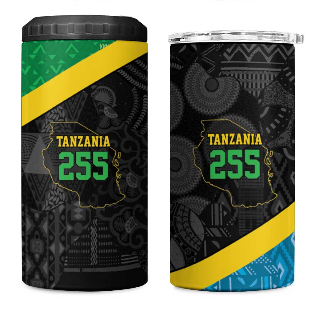 Tanzania 255 4 in 1 Can Cooler Tumbler African Mix Pattern Flag Motif - African Pride