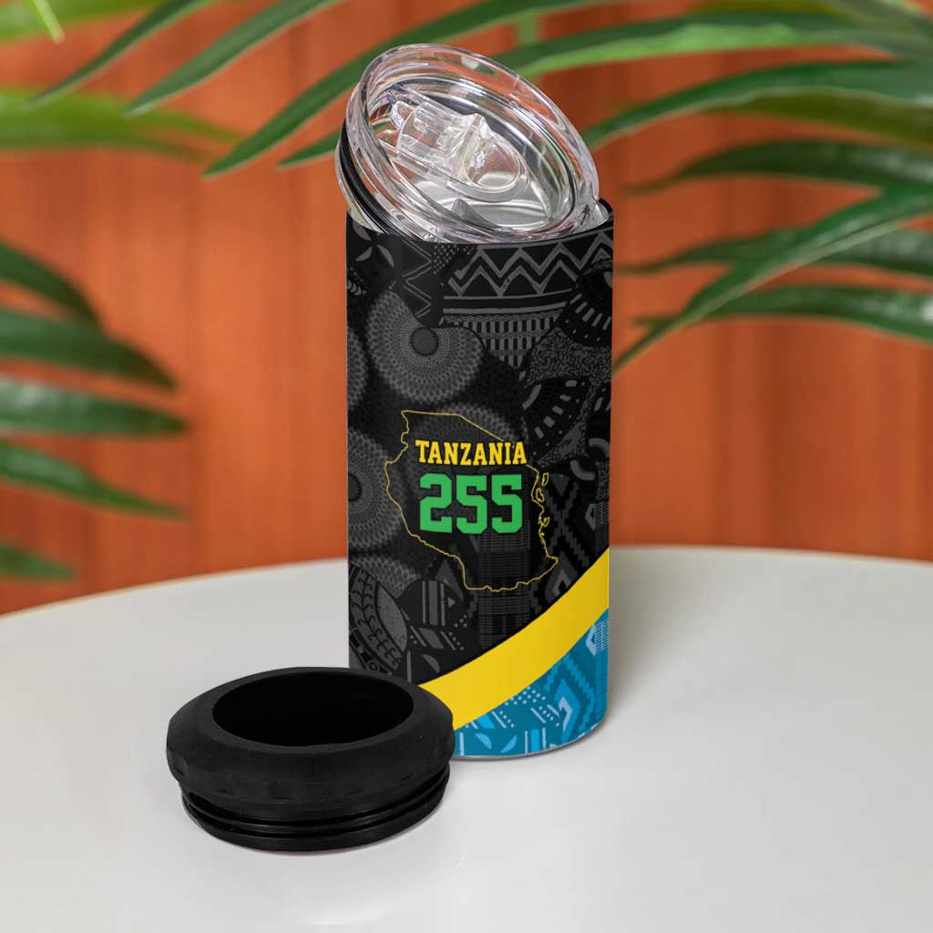 Tanzania 255 4 in 1 Can Cooler Tumbler African Mix Pattern Flag Motif - African Pride