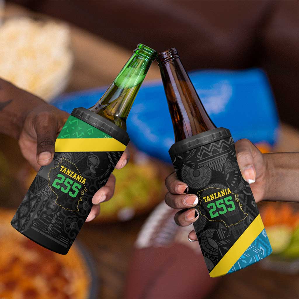 Tanzania 255 4 in 1 Can Cooler Tumbler African Mix Pattern Flag Motif - African Pride