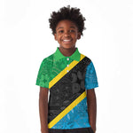 Tanzania 255 Kid Polo Shirt African Mix Pattern Flag Motif - African Pride