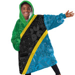 Tanzania 255 Kid Wearable Blanket Hoodie African Mix Pattern Flag Motif - African Pride