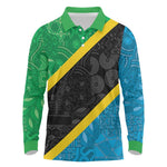 Tanzania 255 Long Sleeve Polo Shirt African Mix Pattern Flag Motif - African Pride