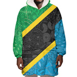 Tanzania 255 Wearable Blanket Hoodie African Mix Pattern Flag Motif - African Pride