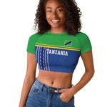 Custom Cicket African Tanzania Raglan Cropped T shirt The Cows Tanzania Pattern - African Pride