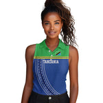 Custom Cicket African Tanzania Women Sleeveless Polo Shirt The Cows Tanzania Pattern - African Pride