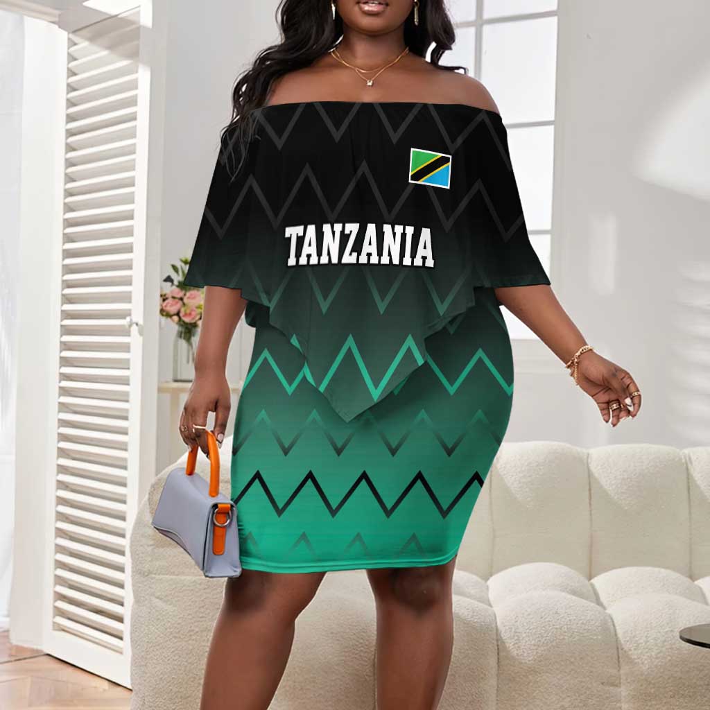 Custom Football African Tanzania Off Shoulder Short Dress Retro 2023-24 Tanzania History by African Pride Custom Football African Tanzania Off Shoulder Short Dress Retro 2023-24 Tanzania History by African Pride