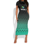 Custom Football African Tanzania Short Sleeve Bodycon Dress Retro 2023-24 Tanzania History - African Pride