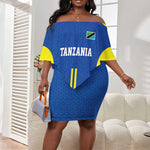 Custom Football African Tanzania Off Shoulder Short Dress Taifa Stars Go Champion - African Pride