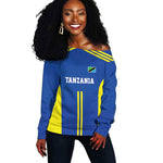 Custom Football African Tanzania Off Shoulder Sweater Taifa Stars Go Champion - African Pride