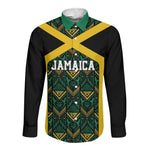 Afro-Jamaicans Football Custom Long Sleeve Button Shirt Black Ethnic Motifs