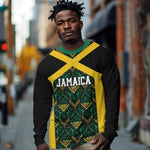 Afro-Jamaicans Football Custom Long Sleeve Shirt Black Ethnic Motifs