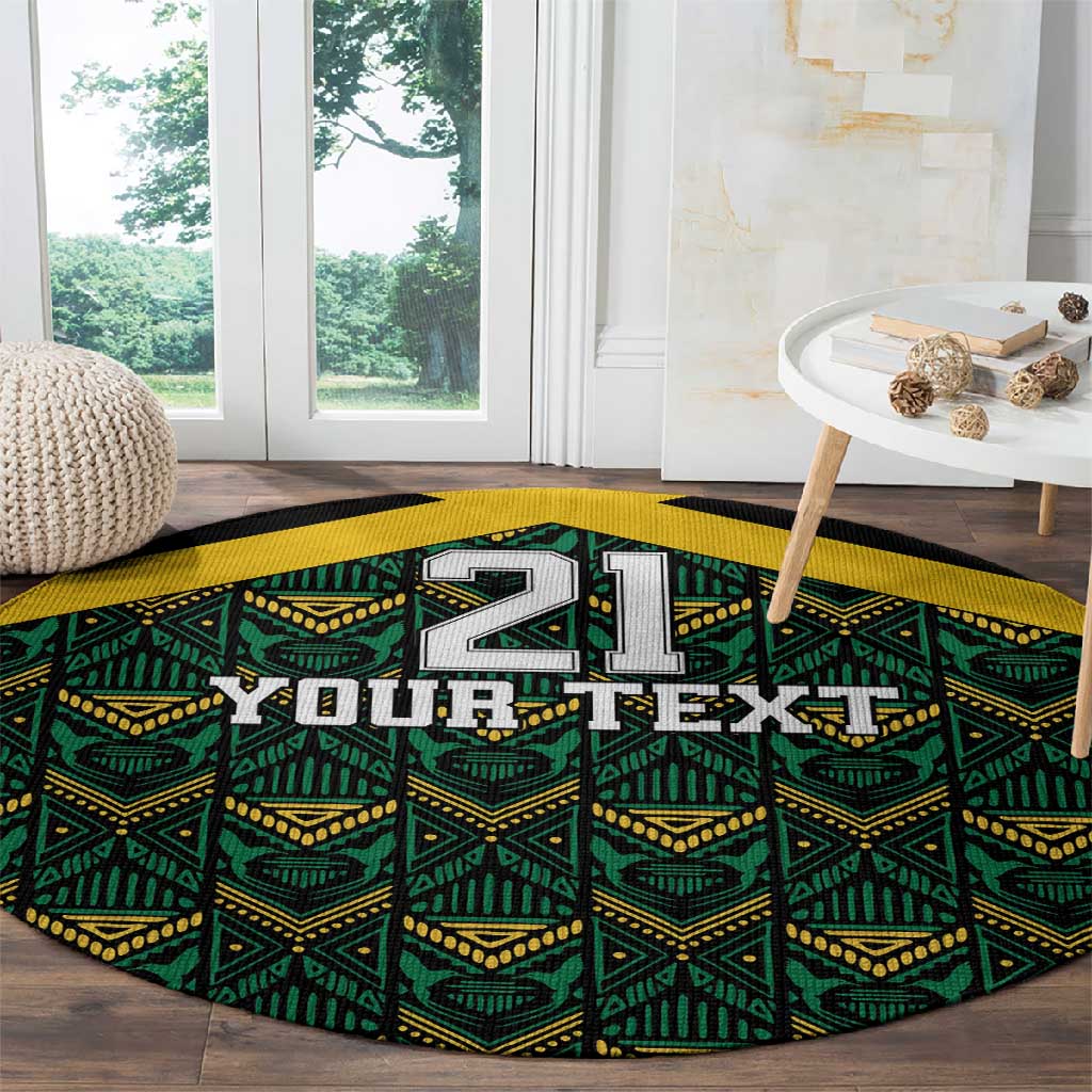 Afro-Jamaicans Football Custom Round Carpet Black Ethnic Motifs