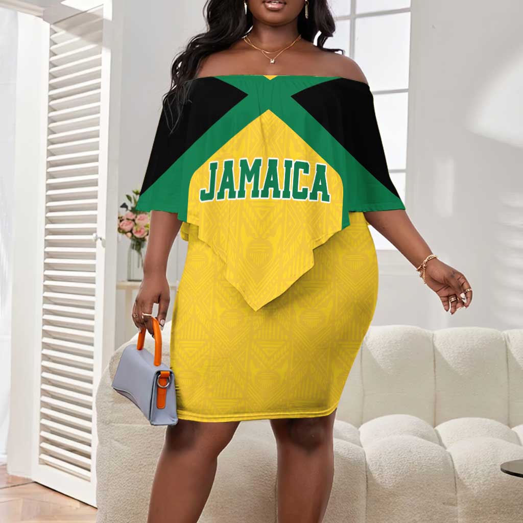 Jamaica Rugby Custom Off The Shoulder Long Sleeve Dress Go Champions LT15 main image 0