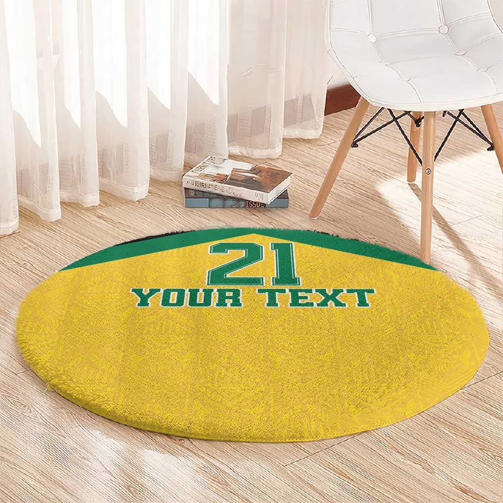 Afro-Jamaicans Football Custom Round Carpet Gold Ethnic Motifs